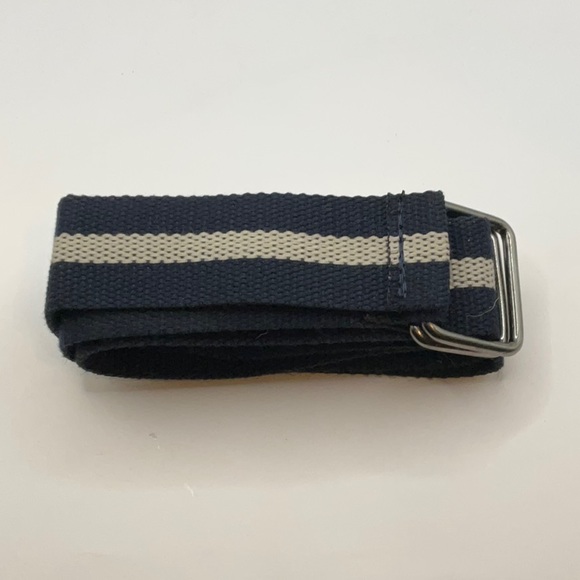 Navy & White Striped Cloth Belt 45” - Picture 3 of 3